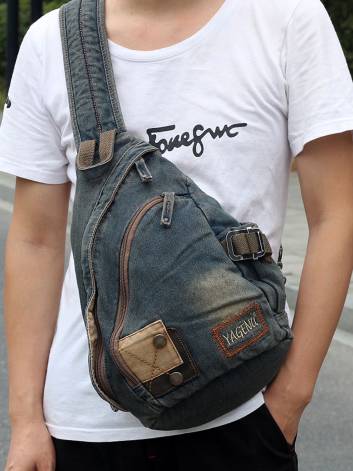 Retro Vintage Korean Fashion - Retro Denim Umhängetasche Unisex Lässige Canvas-Schultertasche