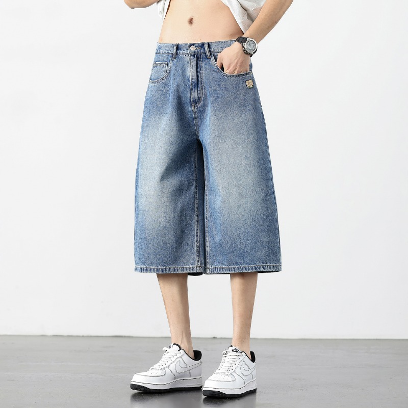 Retro Vintage Korean Fashion - Amerikanische Vintage-Denim-Shorts für Herren, High-Street-Stil, Lose