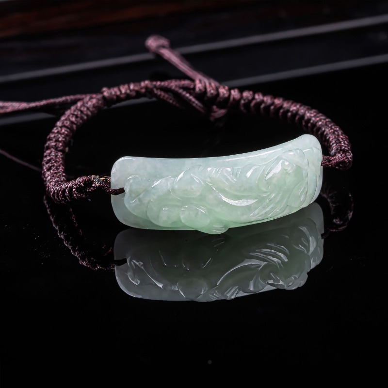 Usa Vintage Fashion - Burmesisches Jadeit Pixiu Armband, handgeschnitzt, handgeknüpft,