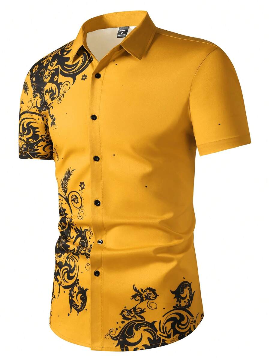 Printed Floral Shirt - Manfinity Homme Herren Freizeithemd mit Retro-Print,
