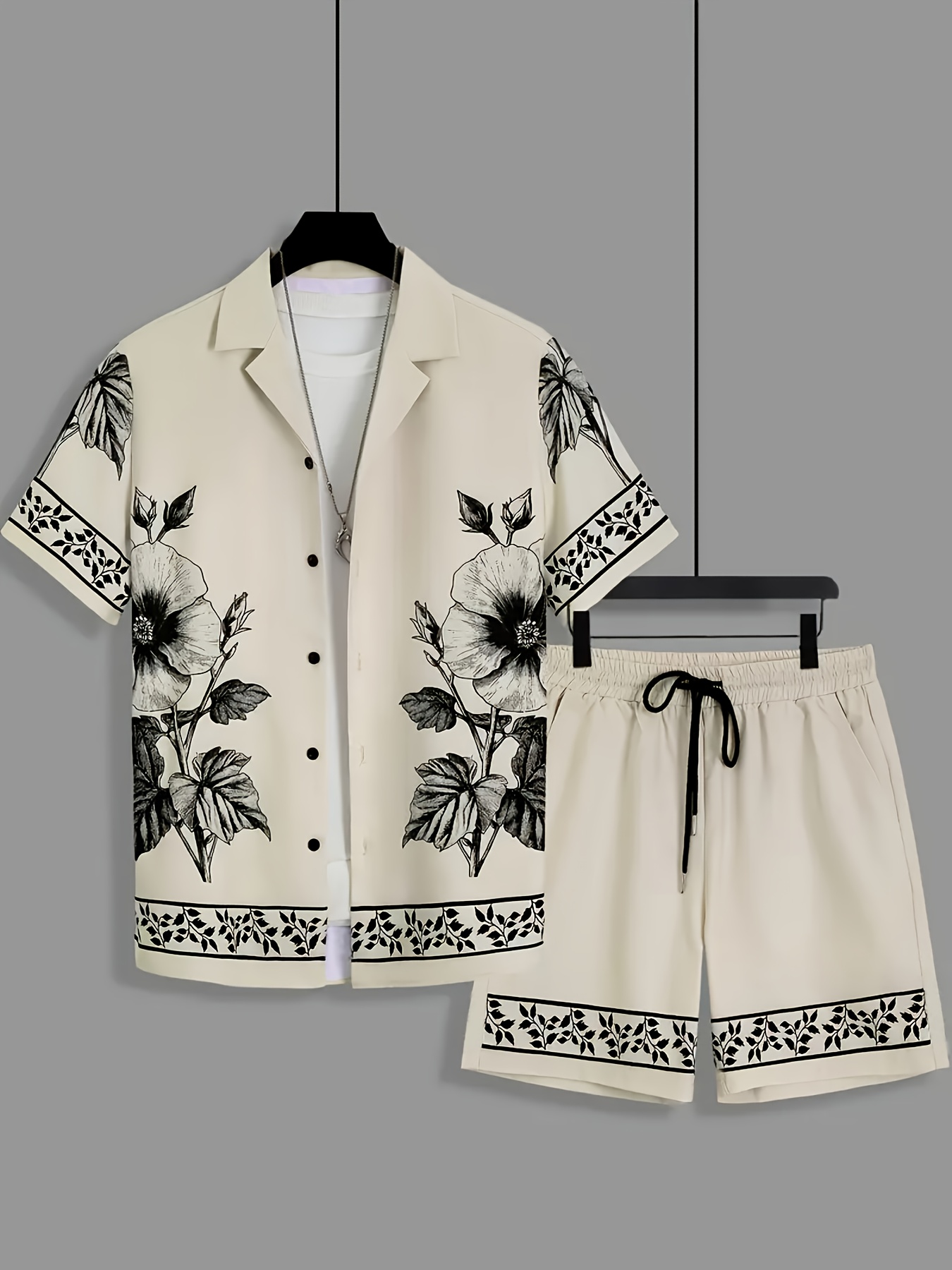 Printed Floral Shirt - Loses zweiteiliges Set für Herren mit