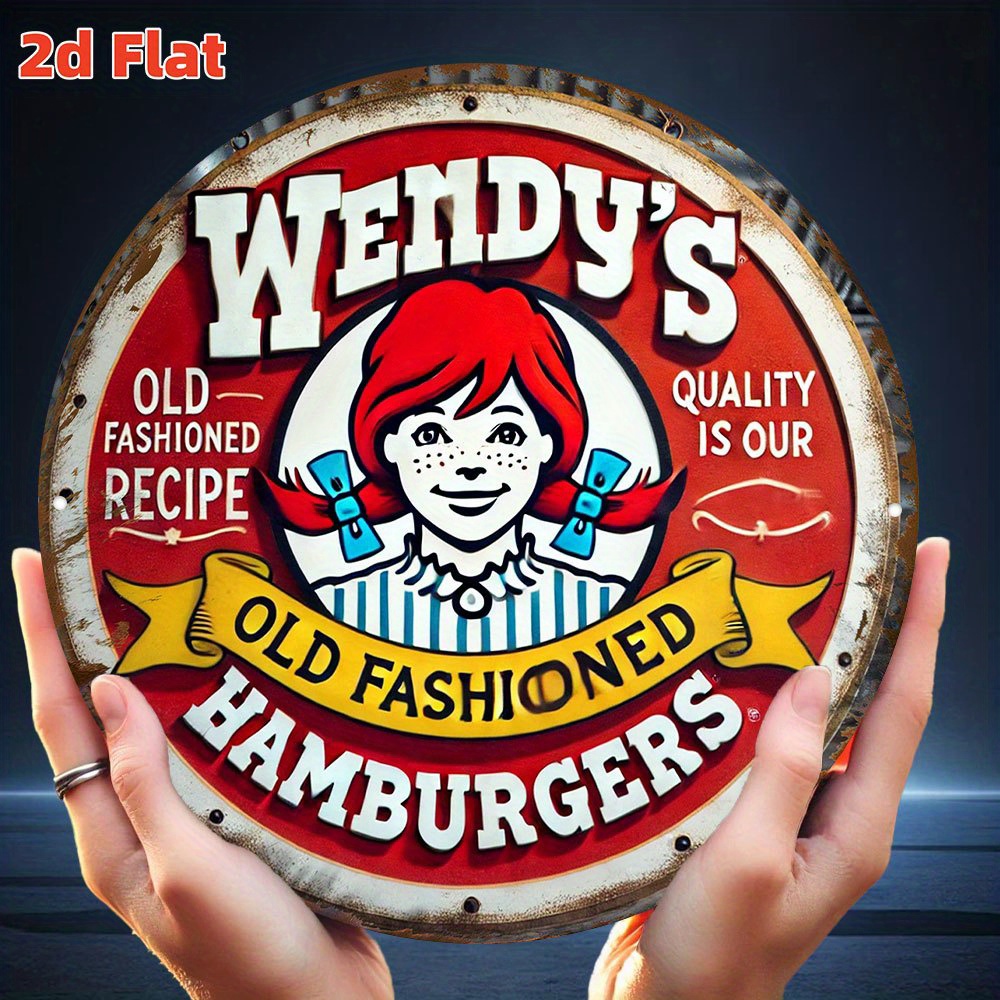 Vintage Fashion Hamburg - Vintage Wendy's Old Fashioned Hamburgers Metallwandschild