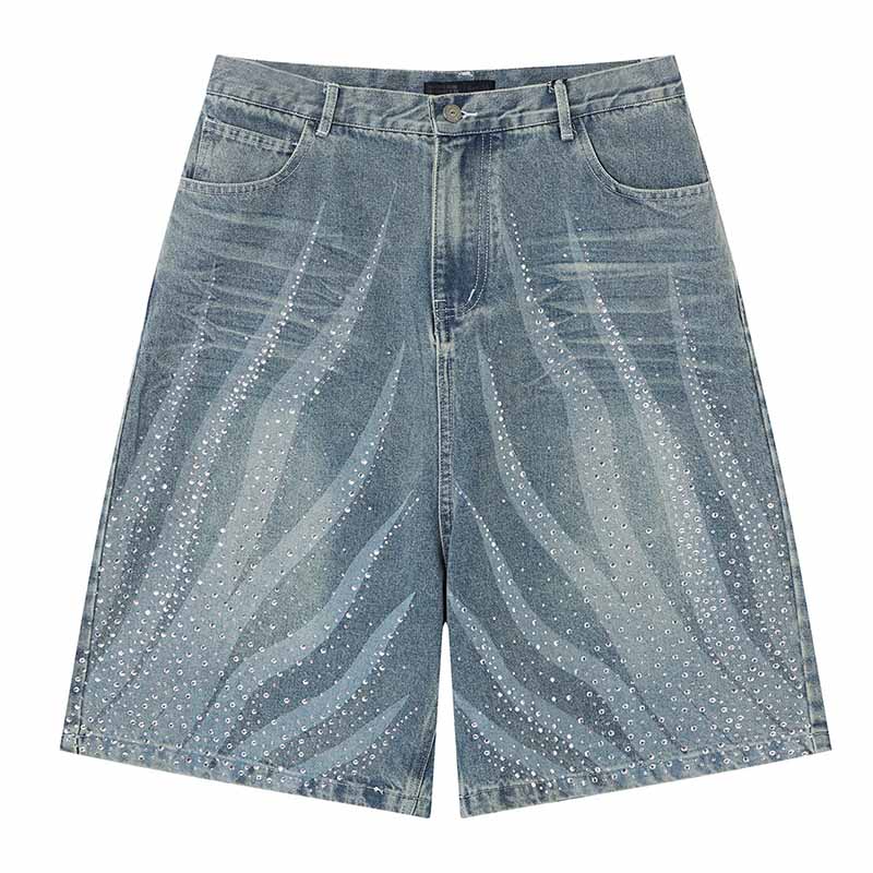 Vintage Fashion Jeans - Vintage Hip-Hop-Jeans-Shorts im Streetwear-Stil mit Patchwork-Design