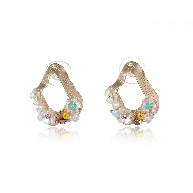 Vintage Fashion Nz - Ethnische Vintage Süßwasserperlen-Kristall-Ohrstecker Modeschmuck Muschelblumen-Ohrringe für