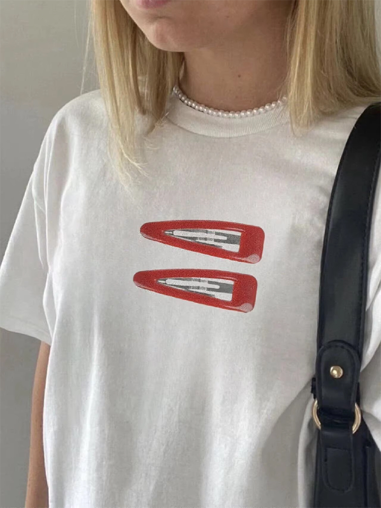 Vintage Fashion Pinterest - Damen T-Shirt Baumwolle Grafik Kurzarm Tops