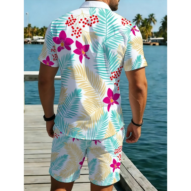 Herren-Set mit Tropischem Blum – Printed Floral Shirt Bewertung und Preis