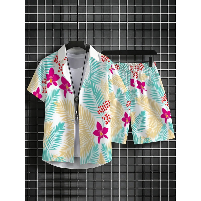 Herren-Set mit Tropischem Blum – Printed Floral Shirt Bewertung und Preis