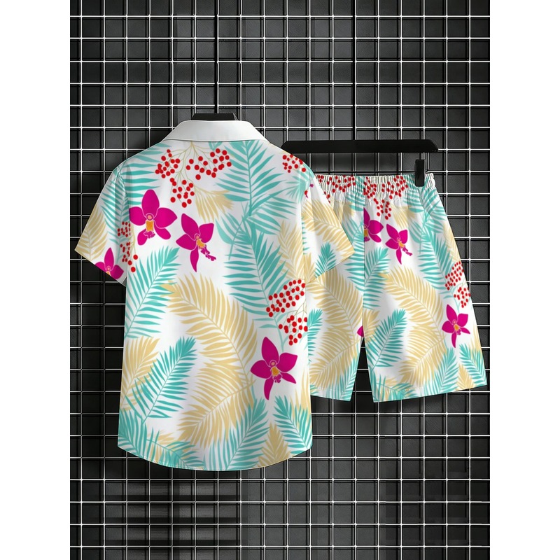 Herren-Set mit Tropischem Blum – Printed Floral Shirt Bewertung und Preis