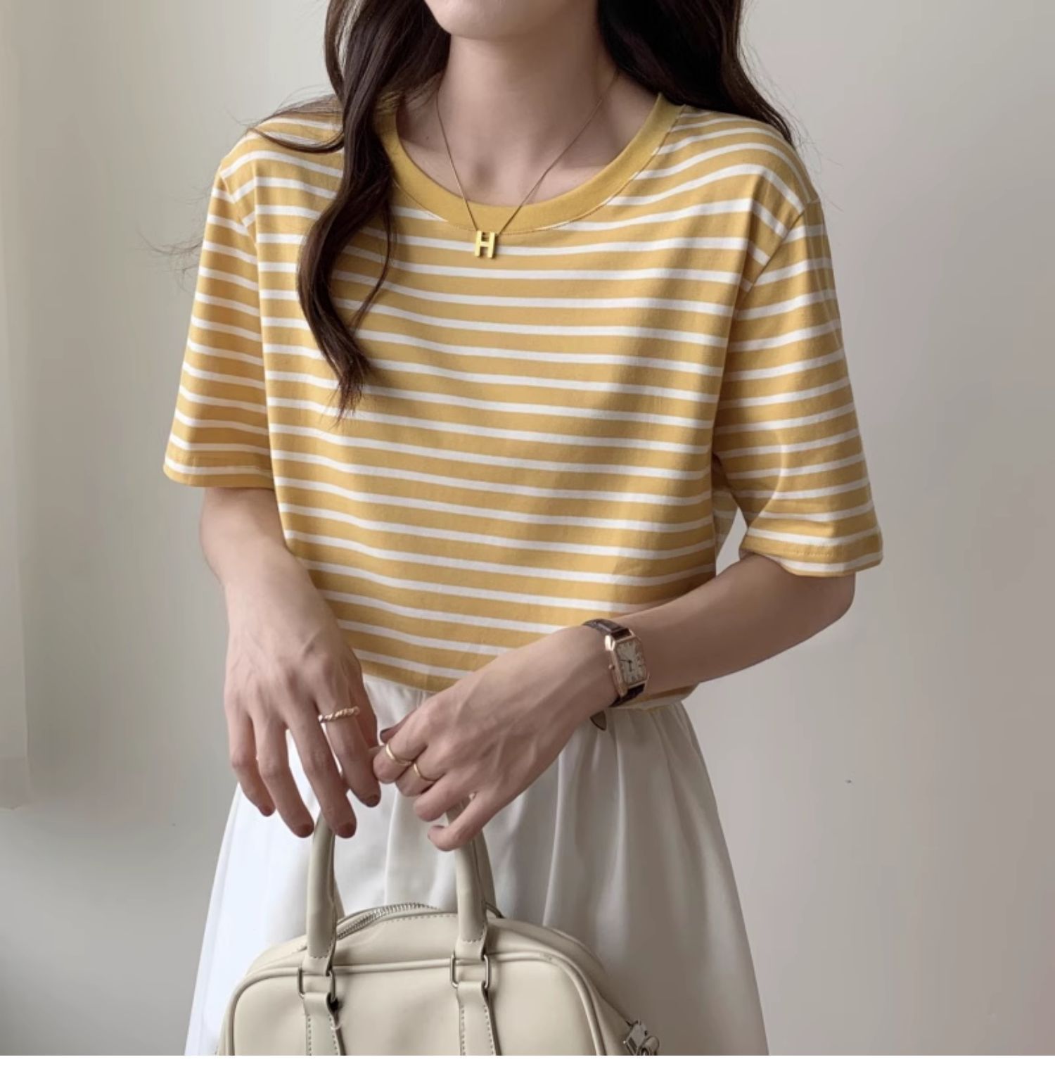 Vintage Gestreiftes T-Shirt Da – Retro Vintage Korean Fashion Bewertung und Preis