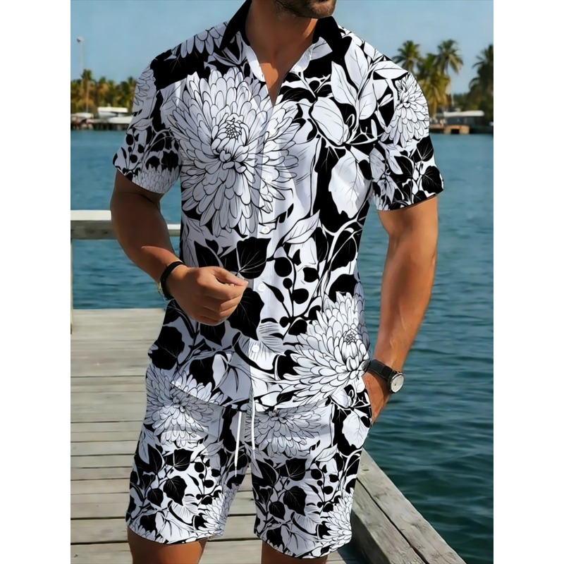 Herren-Set mit kurzärmeligem H – Printed Floral Shirt Bewertung und Preis