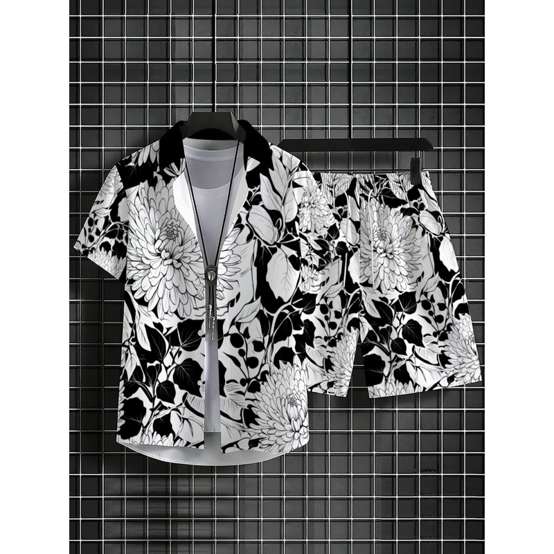 Herren-Set mit kurzärmeligem H – Printed Floral Shirt Bewertung und Preis