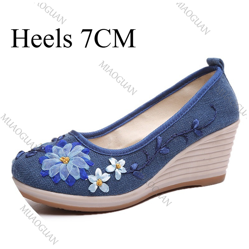 Bestickte Damen-Komfort-Keilab – Vintage Fashion Female Bewertung und Preis