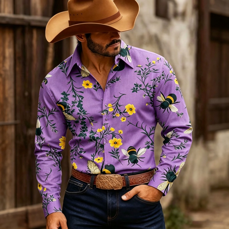 Herrenhemd mit Blumenmuster, L – Printed Floral Shirt Bewertung und Preis