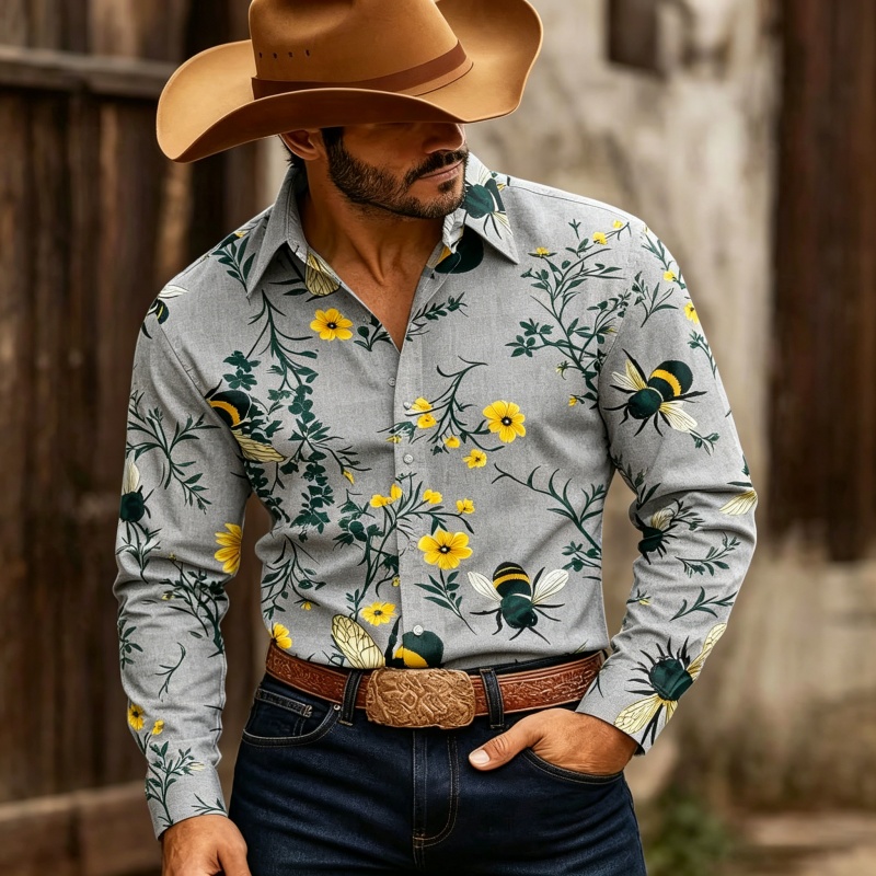 Herrenhemd mit Blumenmuster, L – Printed Floral Shirt Bewertung und Preis
