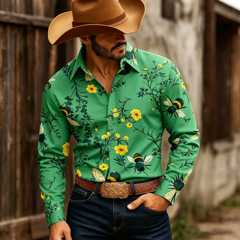 Herrenhemd mit Blumenmuster, L – Printed Floral Shirt Bewertung und Preis
