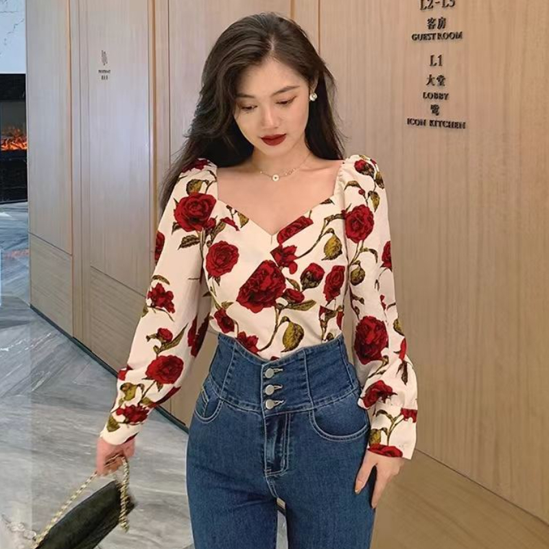 S-3XL Rose Blusen für Frauen S – Retro Vintage Korean Fashion Bewertung und Preis