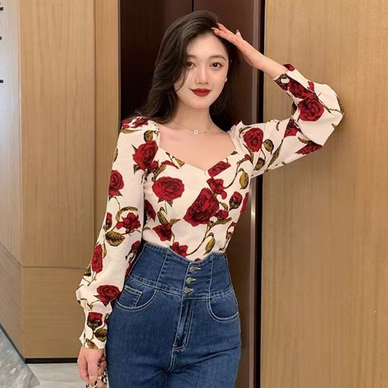 S-3XL Rose Blusen für Frauen S – Retro Vintage Korean Fashion Bewertung und Preis